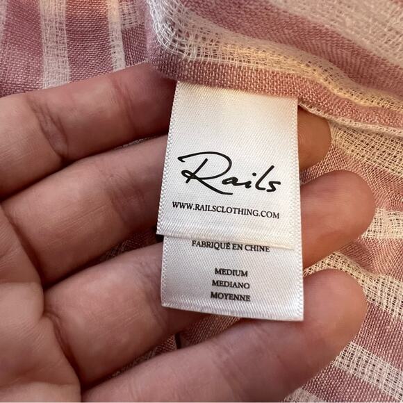 Rails Morgan Rose Stripe Linen shirt sz M - Picture 6 of 7